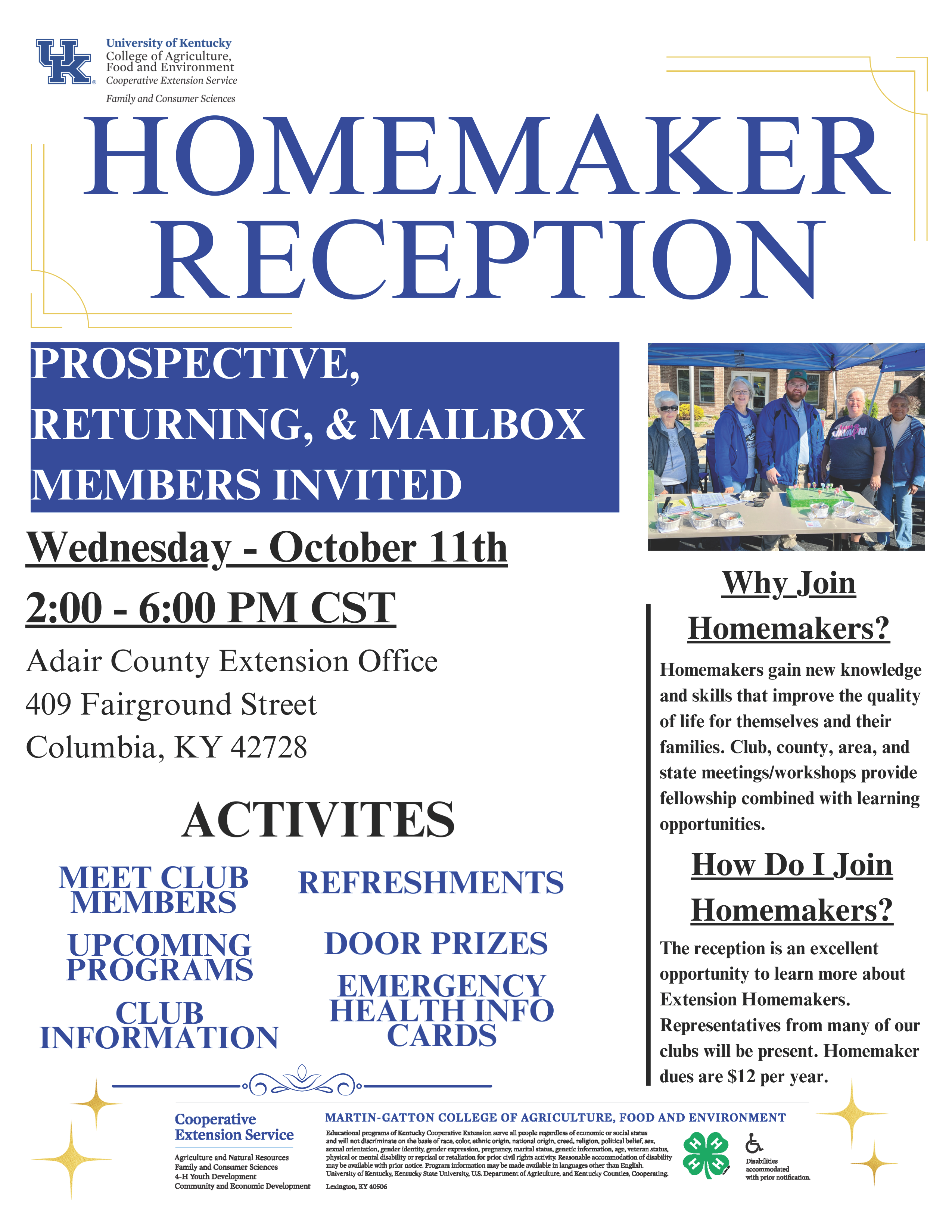 Homemaker Reception | Adair County Extension Office