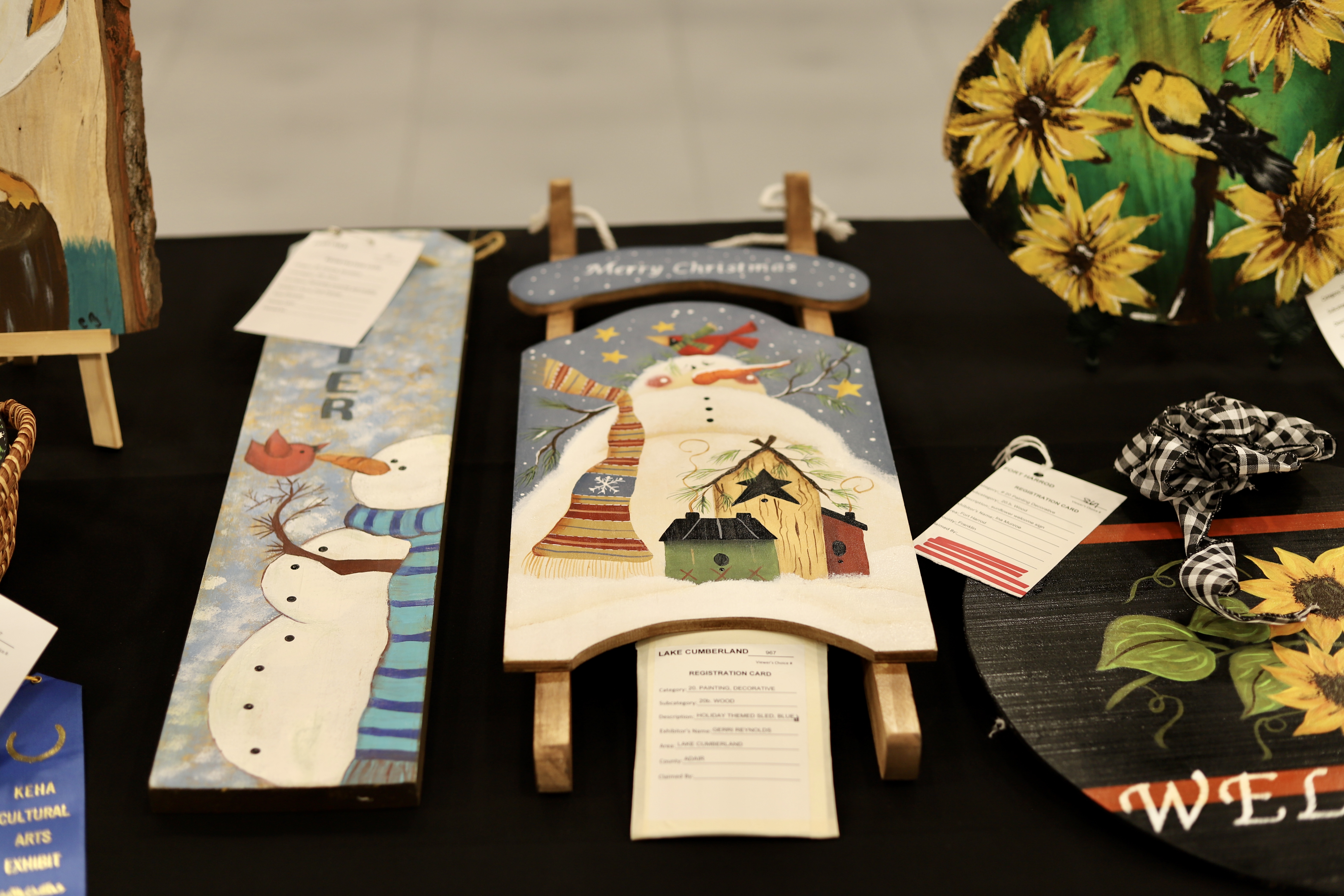 Competition entires displayed on a table